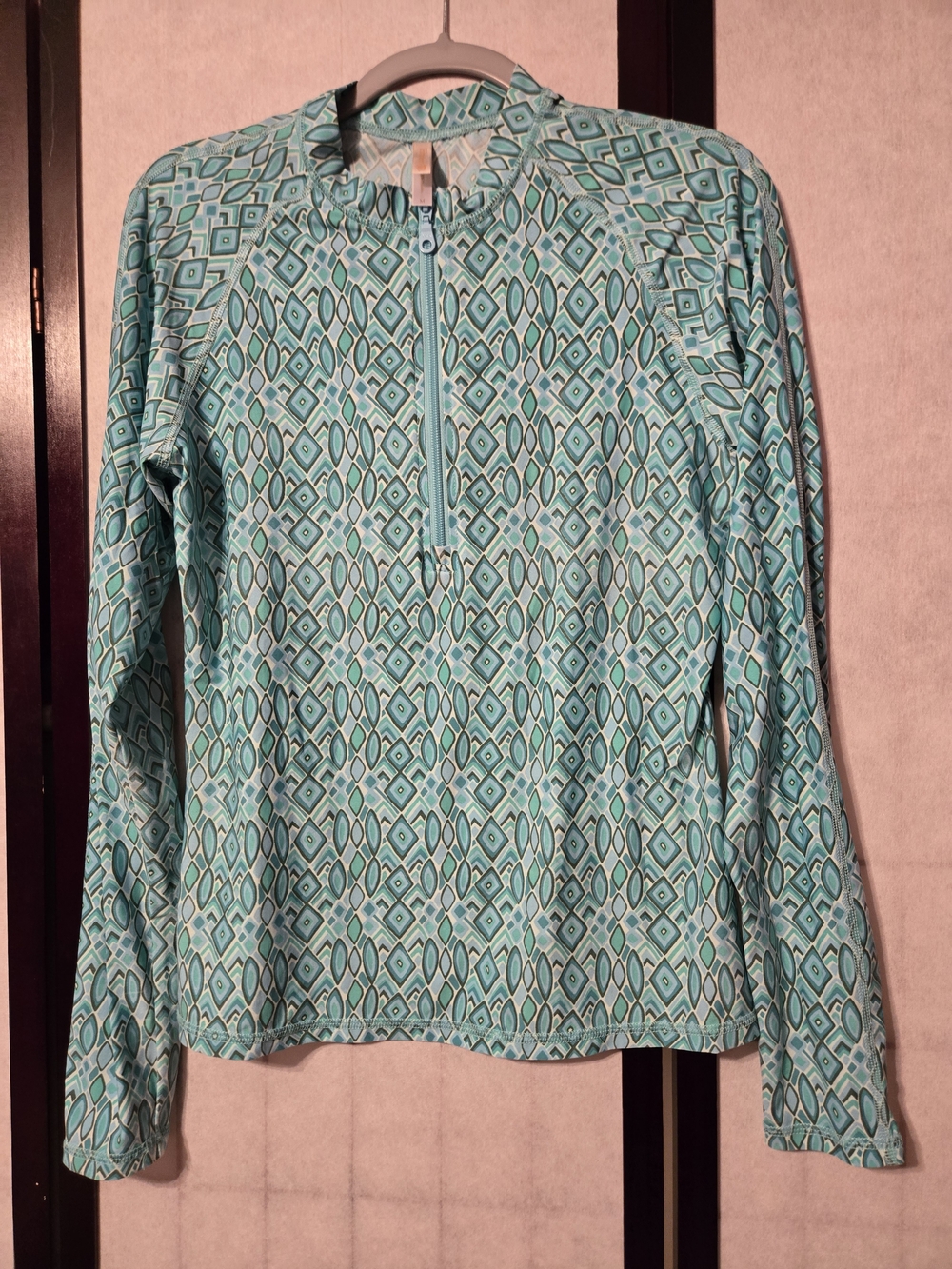 Helen Jon Aqua Geometric Long-Sleeve Zip Top